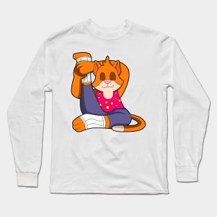 Cat at Yoga stretching exercises Legs Long Sleeve T-Shirt